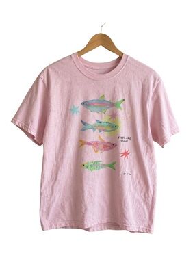 Gildan Pink 'Fish Are Cool' Graphic T-Shirt